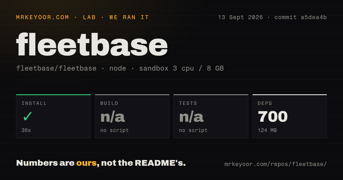 Lab card: what happened when we ran fleetbase