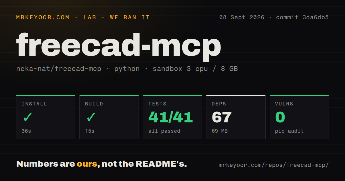 Lab card: what happened when we ran freecad-mcp