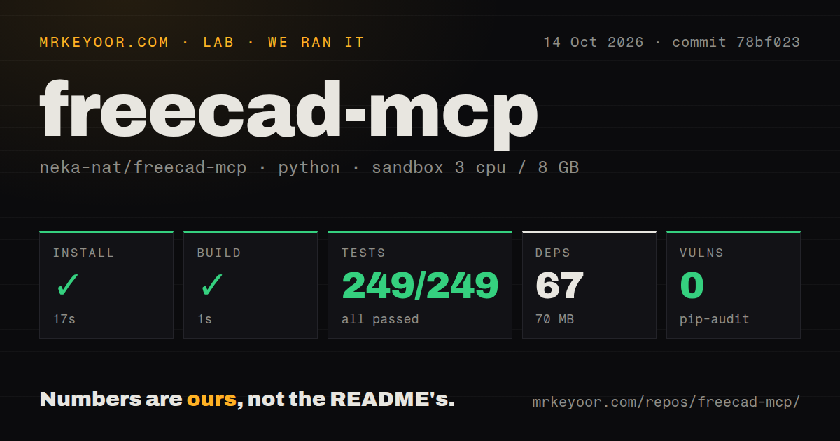 Lab card: what happened when we ran freecad-mcp