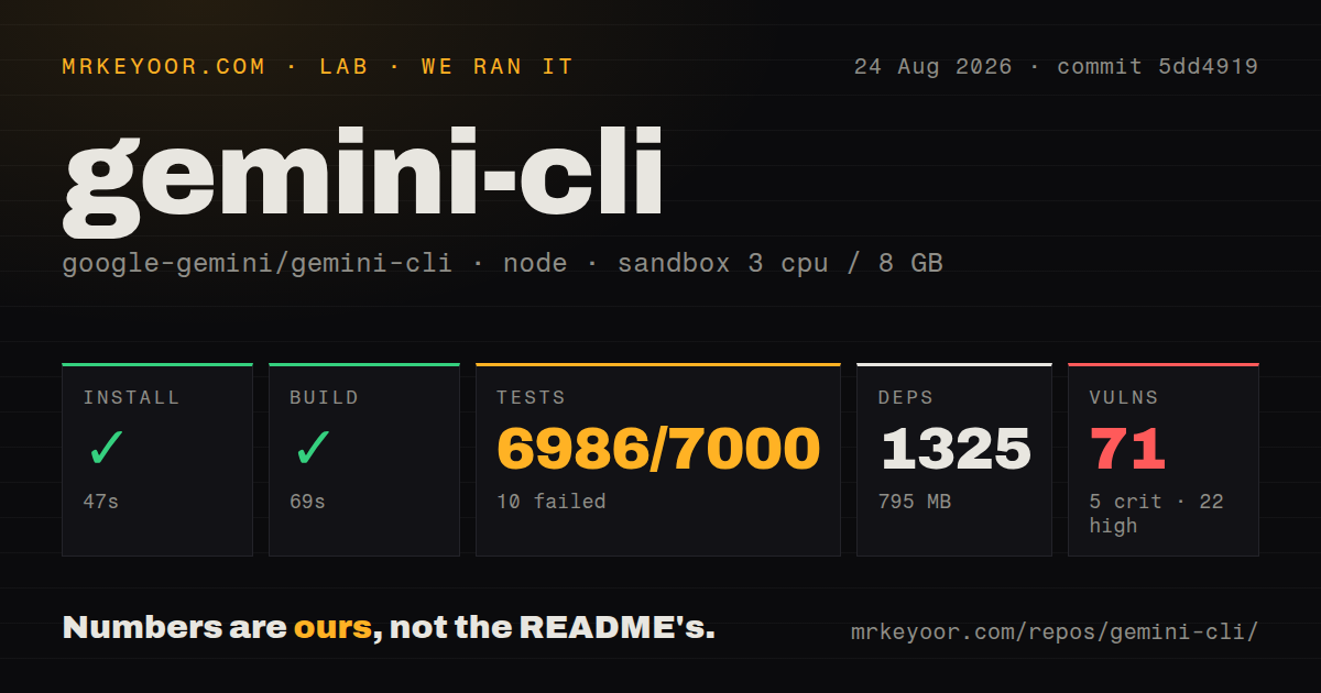 Lab card: what happened when we ran gemini-cli
