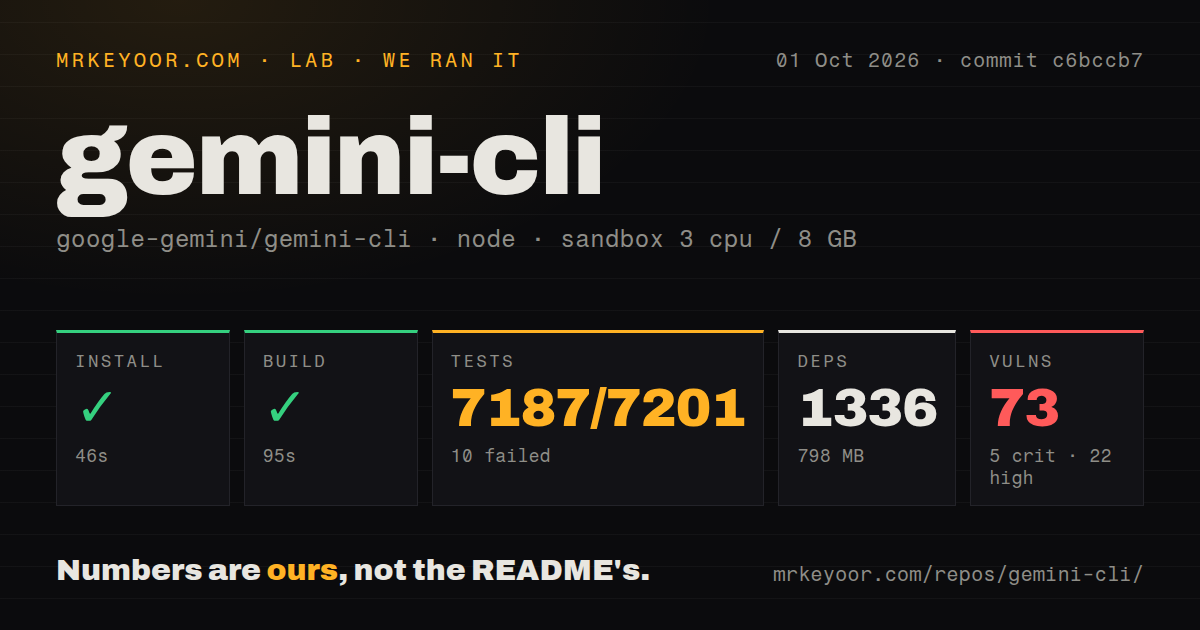 Lab card: what happened when we ran gemini-cli