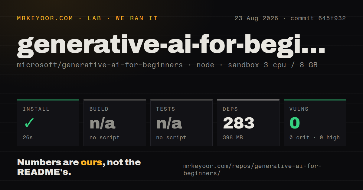 Lab card: what happened when we ran generative-ai-for-beginners