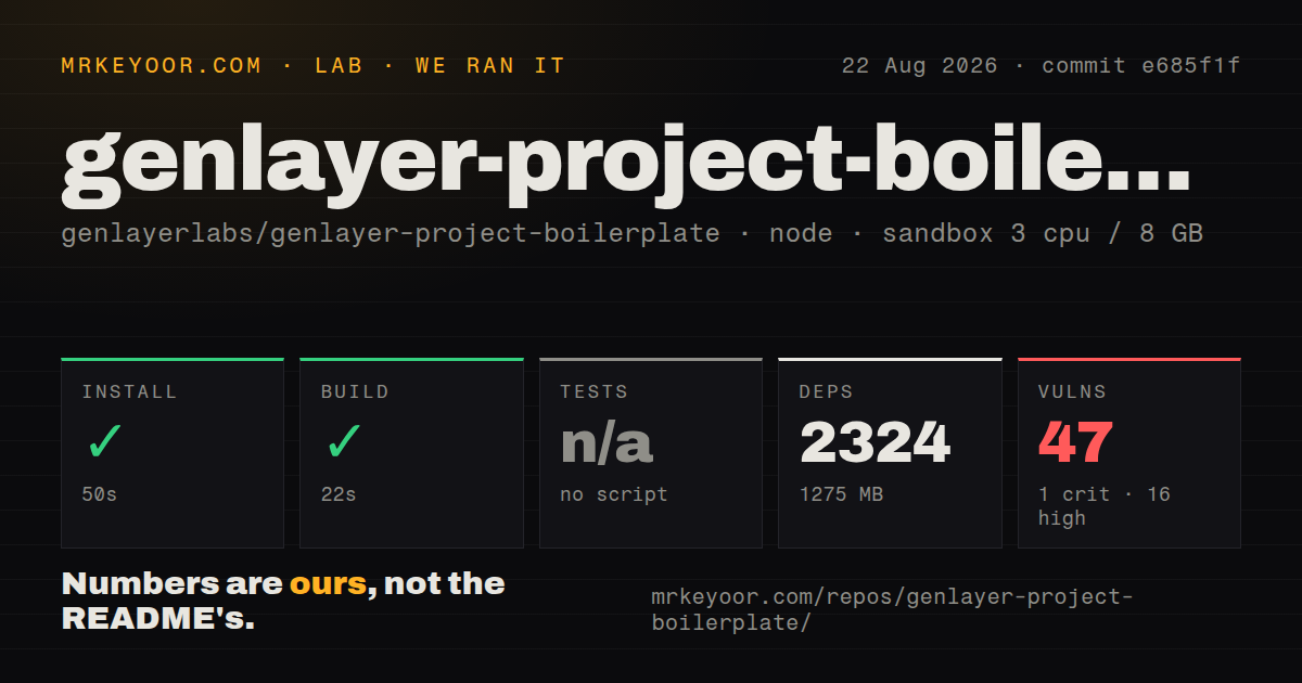 Lab card: what happened when we ran genlayer-project-boilerplate