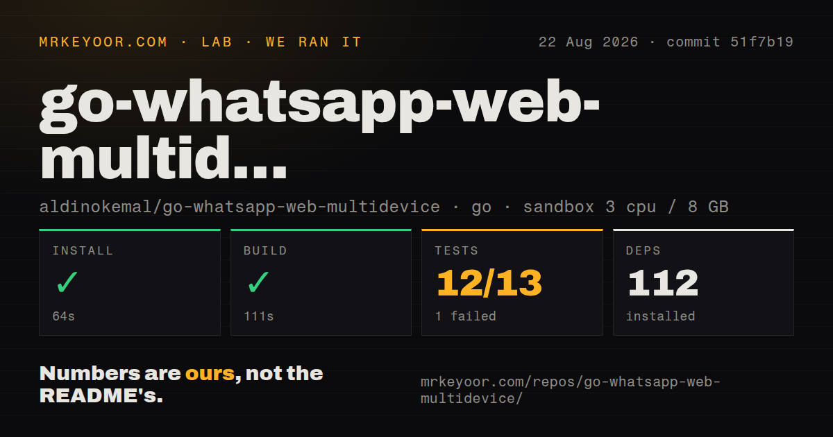Lab card: what happened when we ran go-whatsapp-web-multidevice