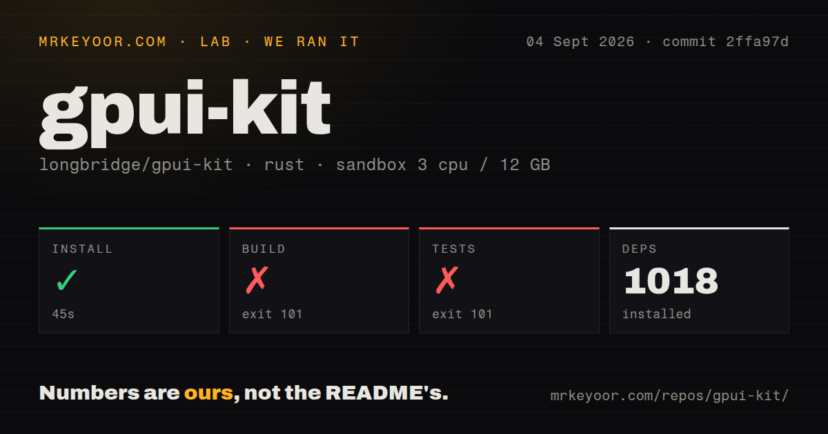 Lab card: what happened when we ran gpui-kit