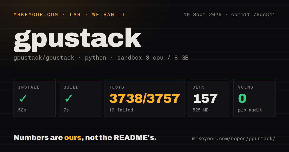 Lab card: what happened when we ran gpustack