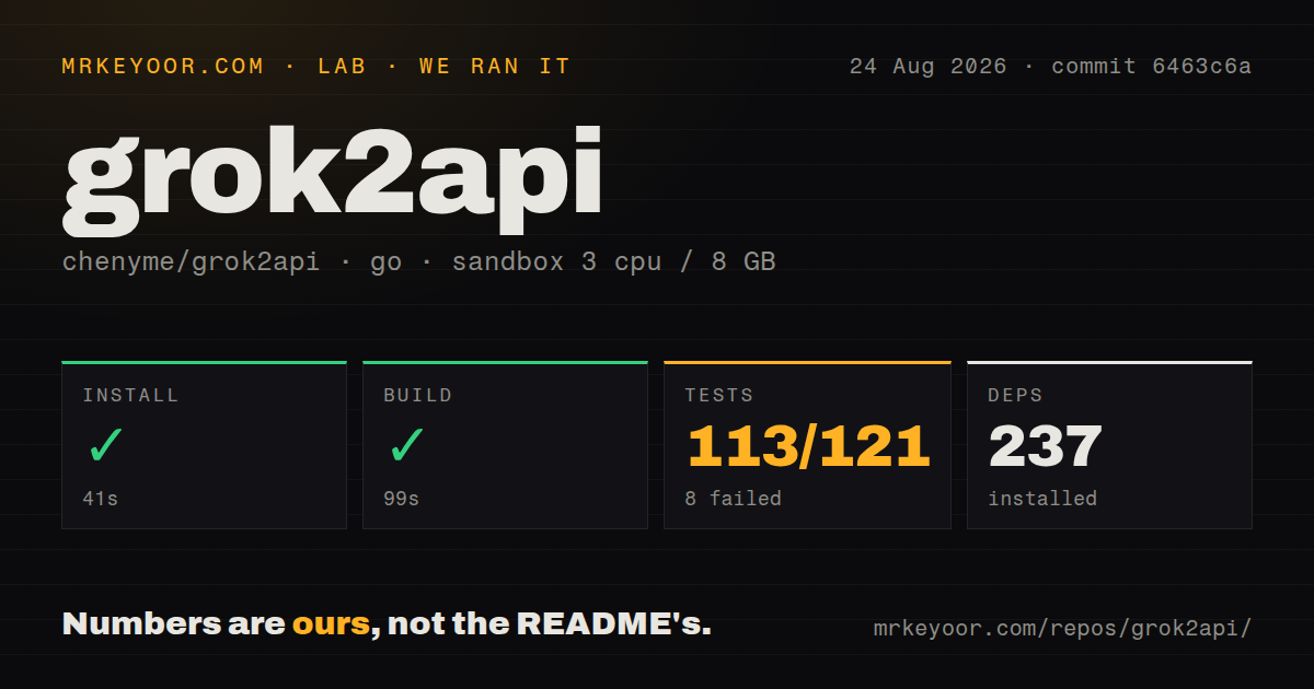 Lab card: what happened when we ran grok2api