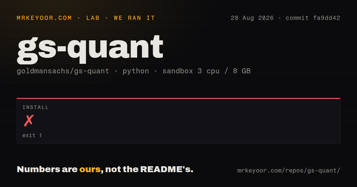 Lab card: what happened when we ran gs-quant