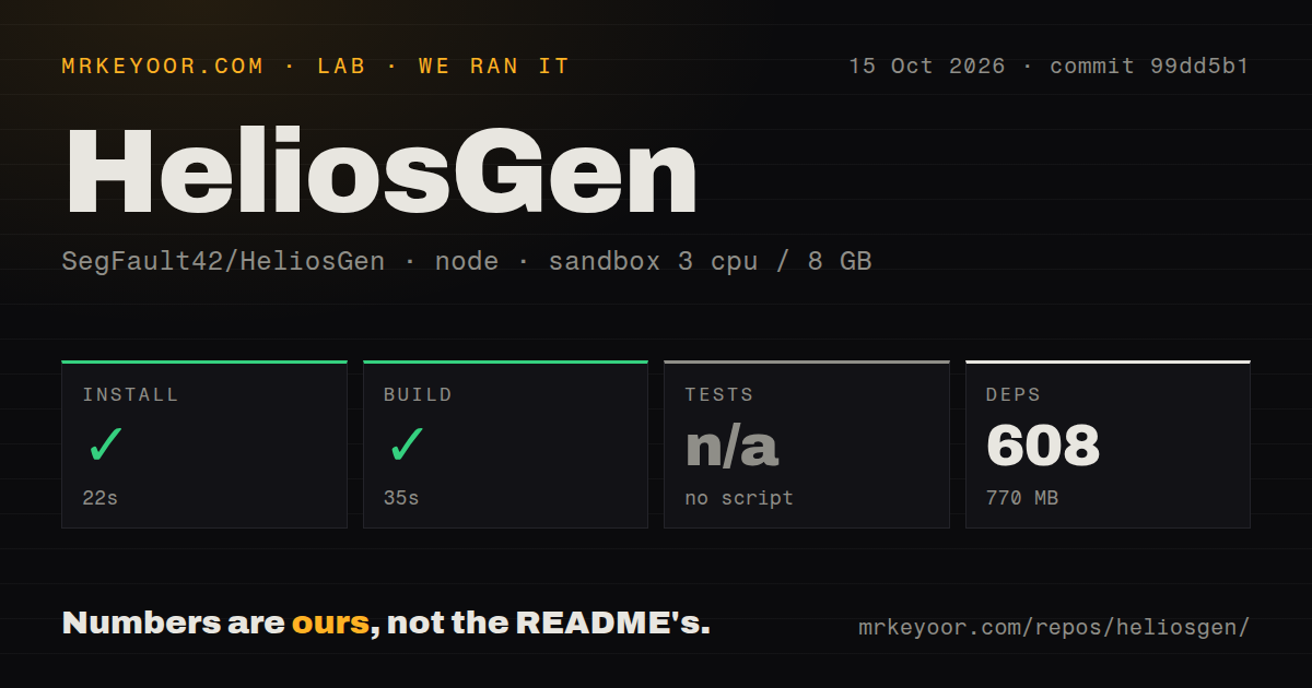 Lab card: what happened when we ran HeliosGen