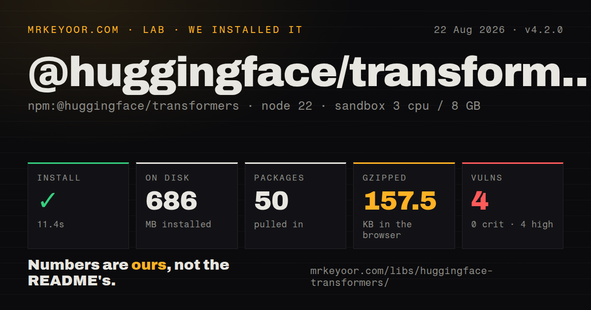 Lab card: what happened when we installed @huggingface/transformers