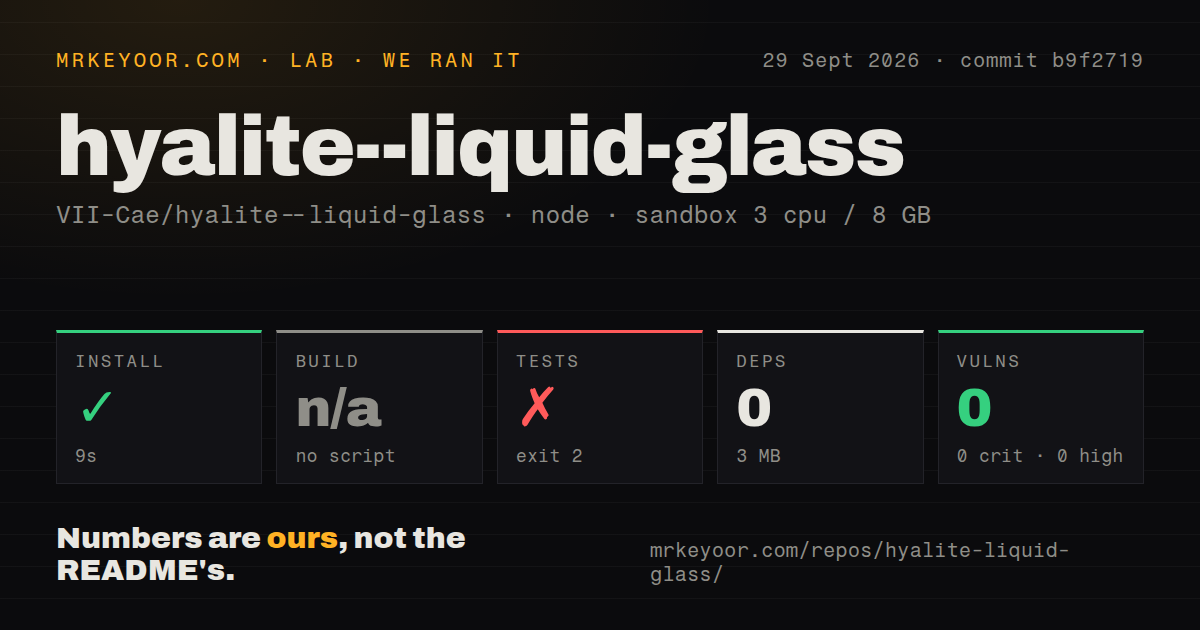 Lab card: what happened when we ran hyalite--liquid-glass
