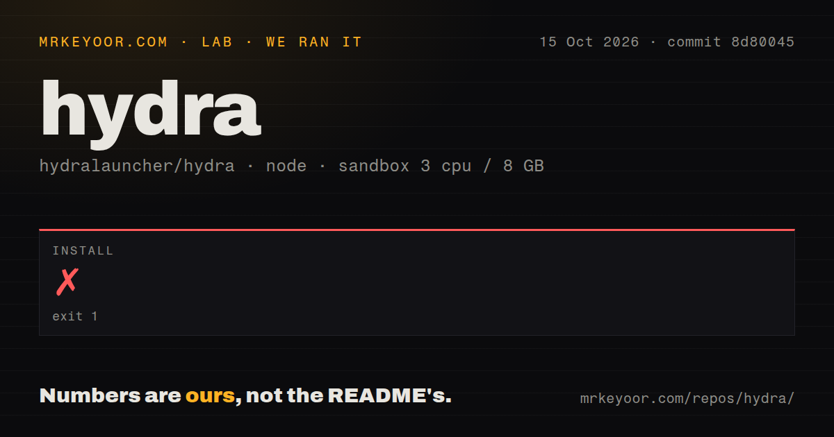 Lab card: what happened when we ran hydra