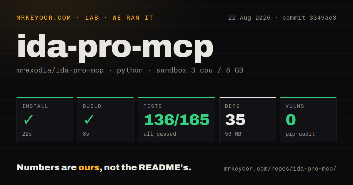 Lab card: what happened when we ran ida-pro-mcp