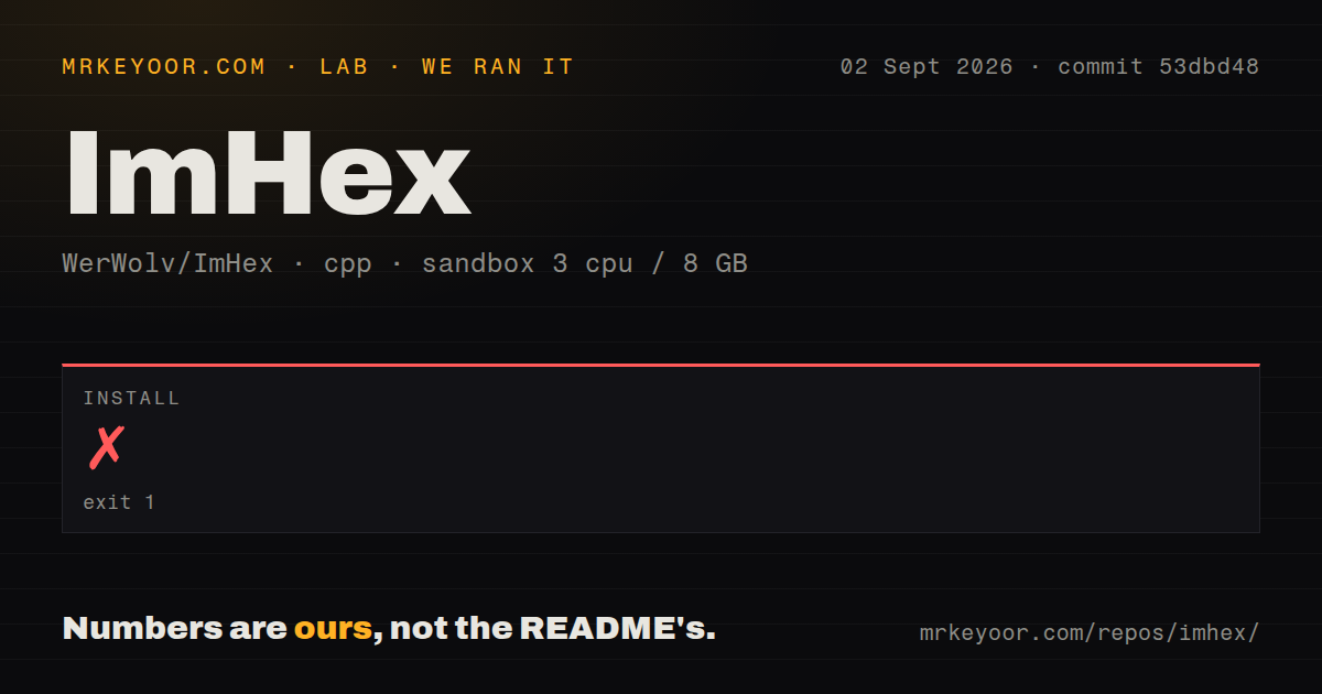 Lab card: what happened when we ran ImHex