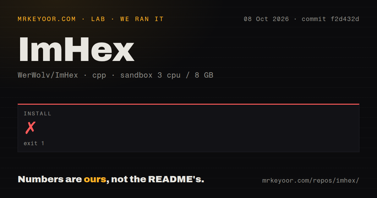 Lab card: what happened when we ran ImHex