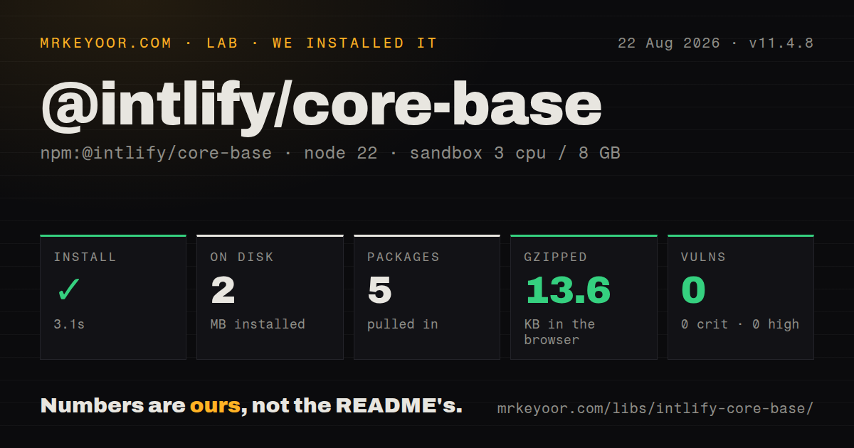 Lab card: what happened when we installed @intlify/core-base