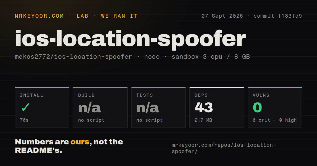 Lab card: what happened when we ran ios-location-spoofer