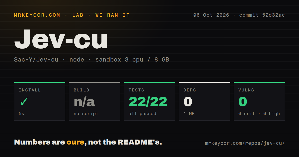 Lab card: what happened when we ran Jev-cu