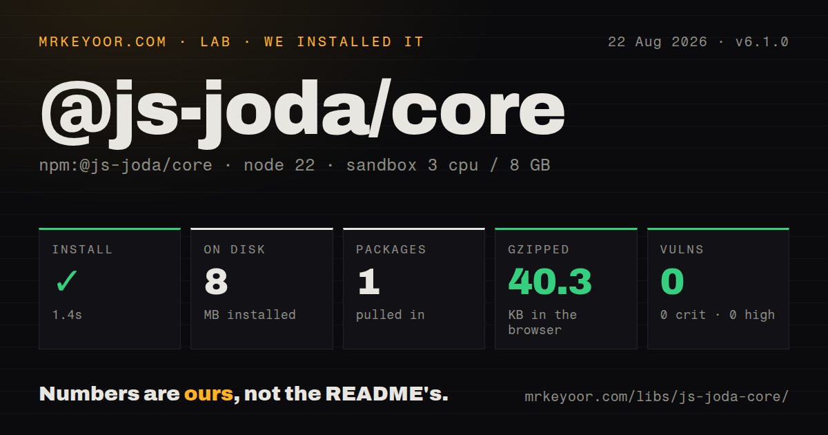 Lab card: what happened when we installed @js-joda/core