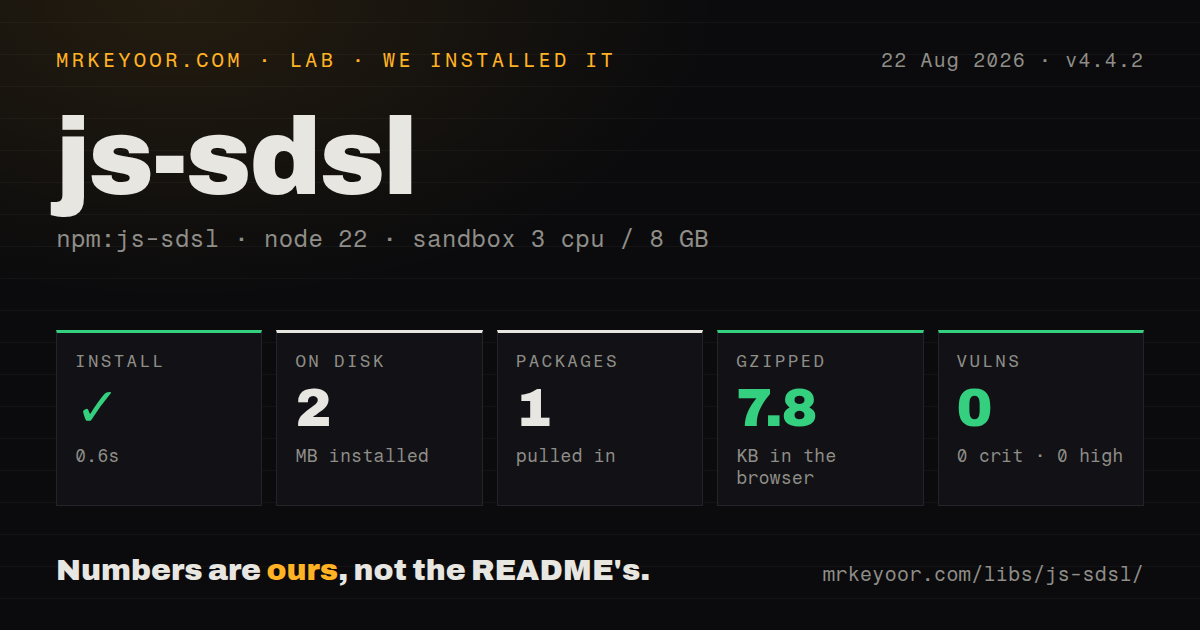 Lab card: what happened when we installed js-sdsl