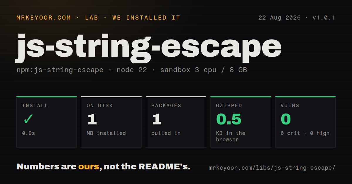 Lab card: what happened when we installed js-string-escape