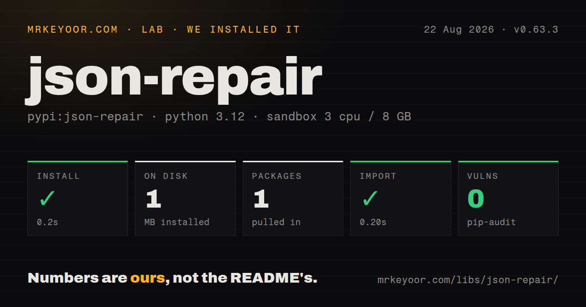 Lab card: what happened when we ran json_repair