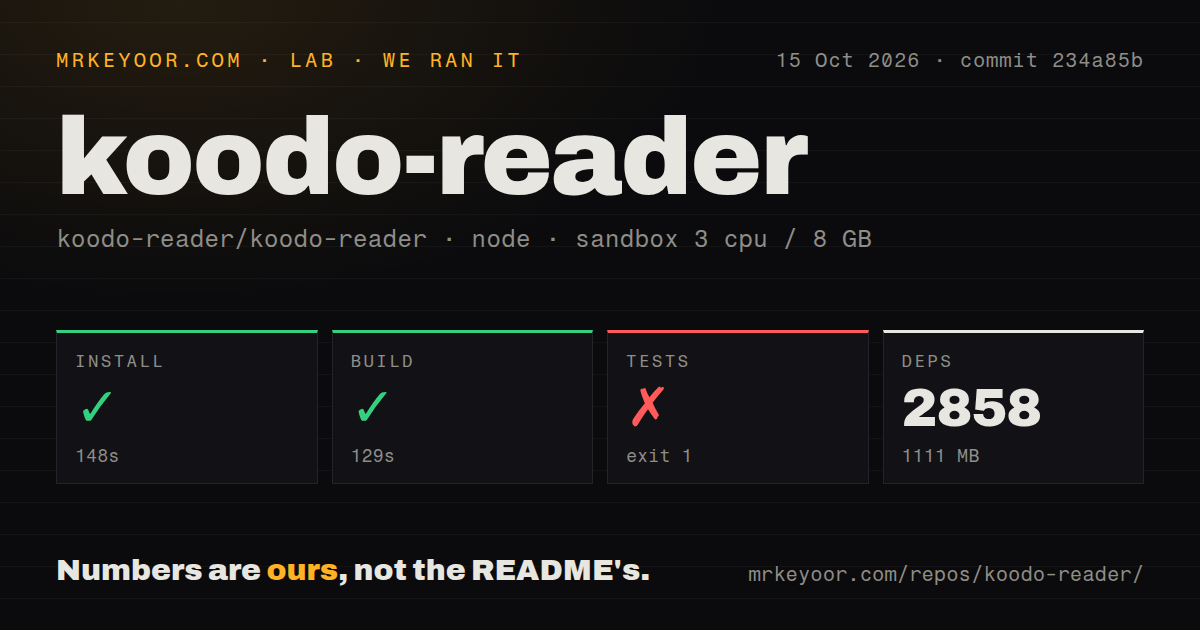 Lab card: what happened when we ran koodo-reader