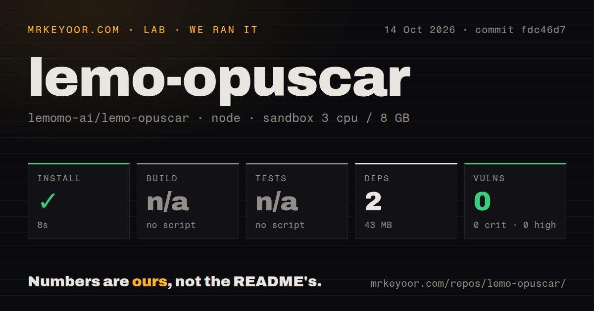 Lab card: what happened when we ran lemo-opuscar