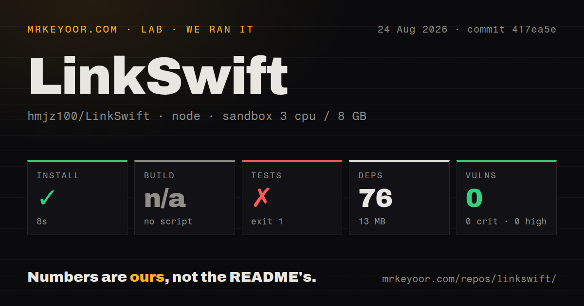 Lab card: what happened when we ran LinkSwift