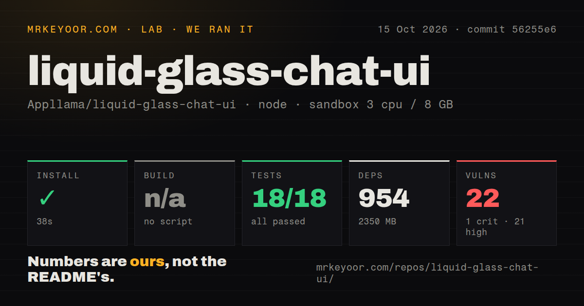 Lab card: what happened when we ran liquid-glass-chat-ui