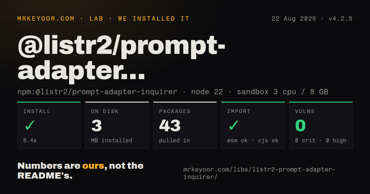 Lab card: what happened when we installed @listr2/prompt-adapter-inquirer