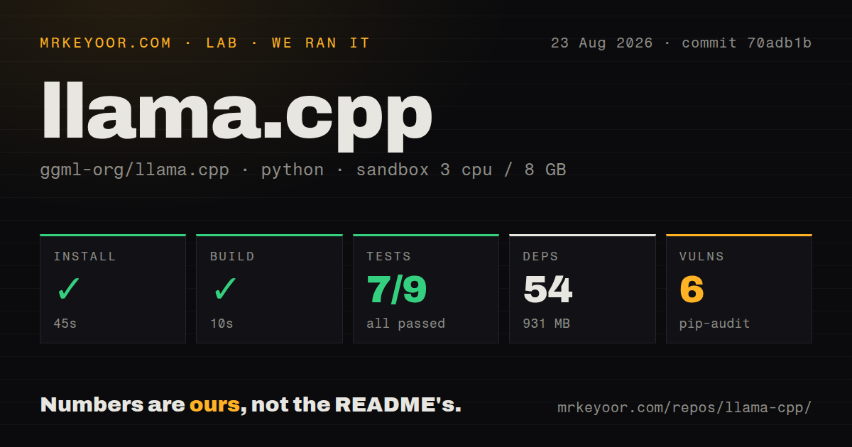 Lab card: what happened when we ran llama.cpp