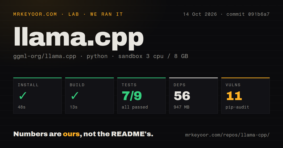 Lab card: what happened when we ran llama.cpp