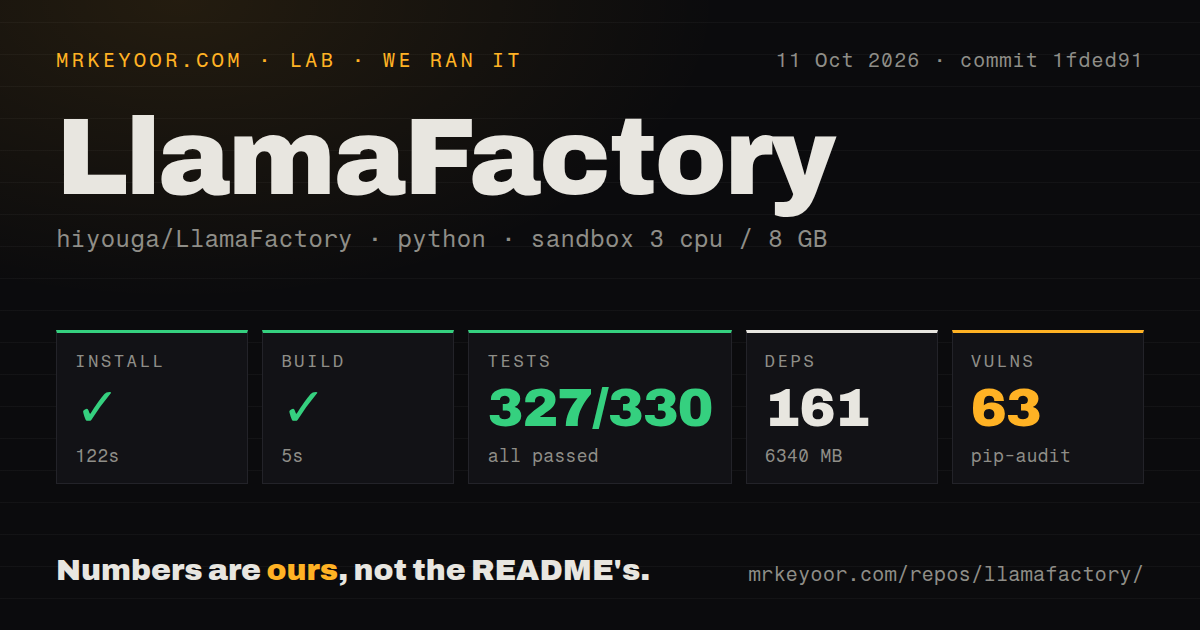 Lab card: what happened when we ran LlamaFactory
