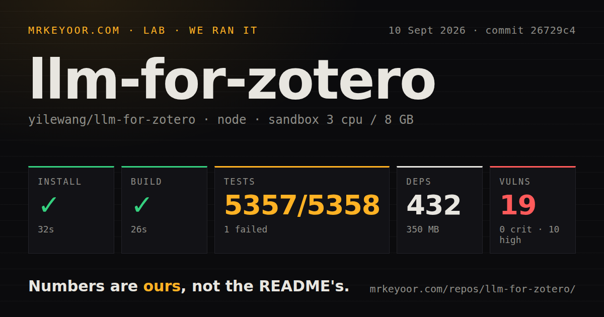 Lab card: what happened when we ran llm-for-zotero