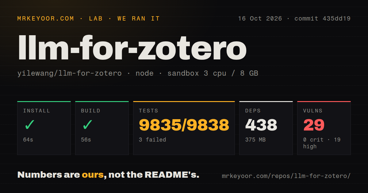 Lab card: what happened when we ran llm-for-zotero