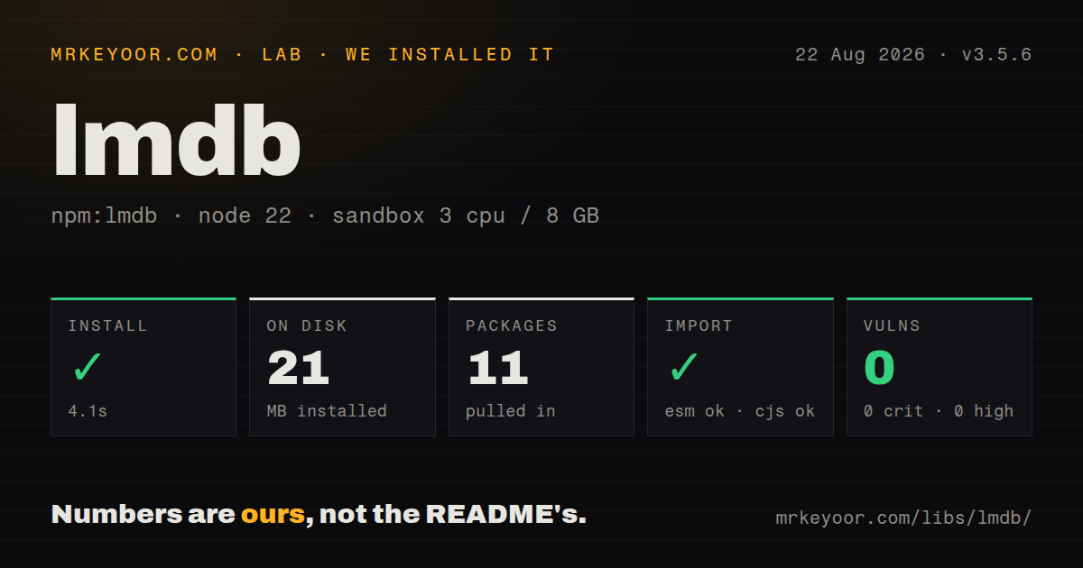 Lab card: what happened when we installed lmdb