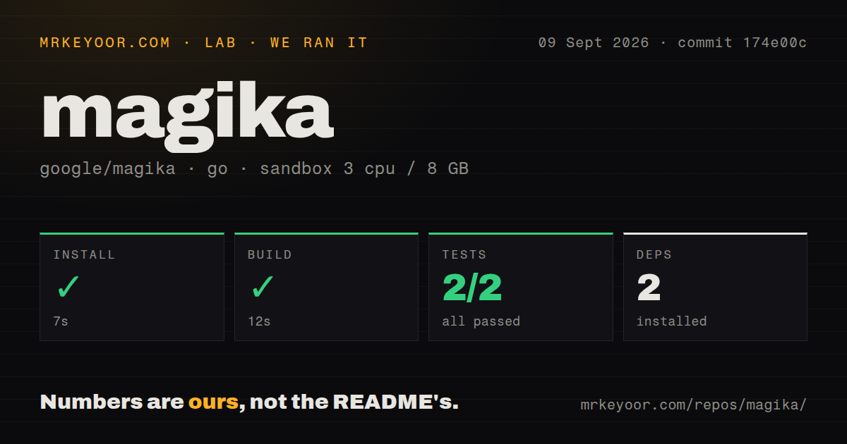 Lab card: what happened when we ran magika