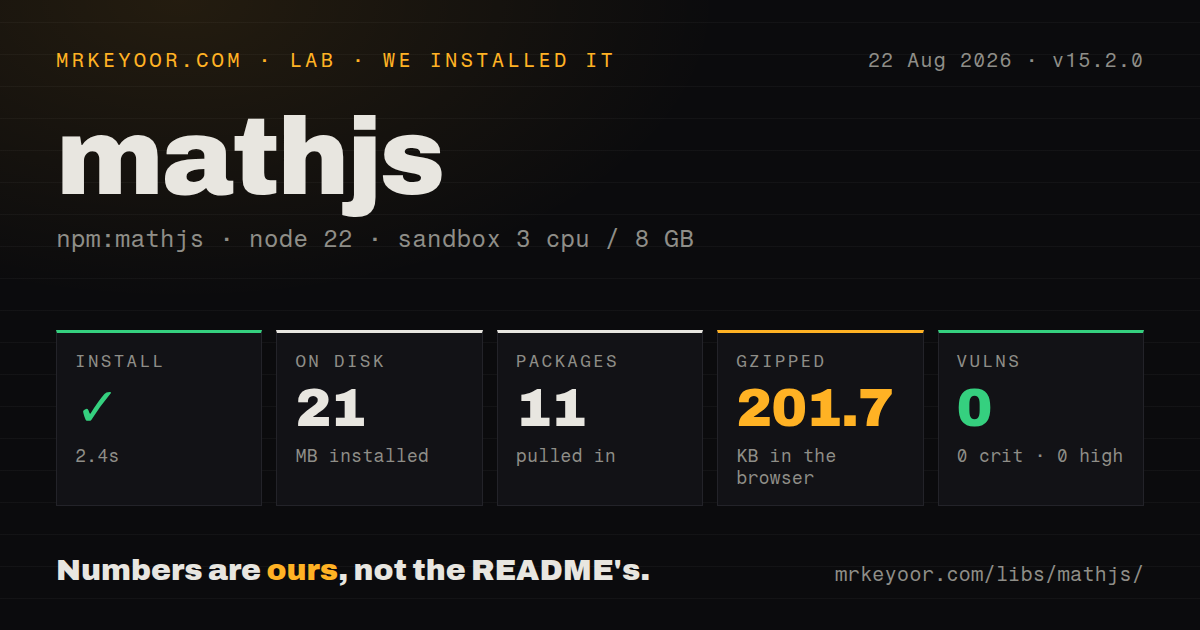 Lab card: what happened when we installed mathjs