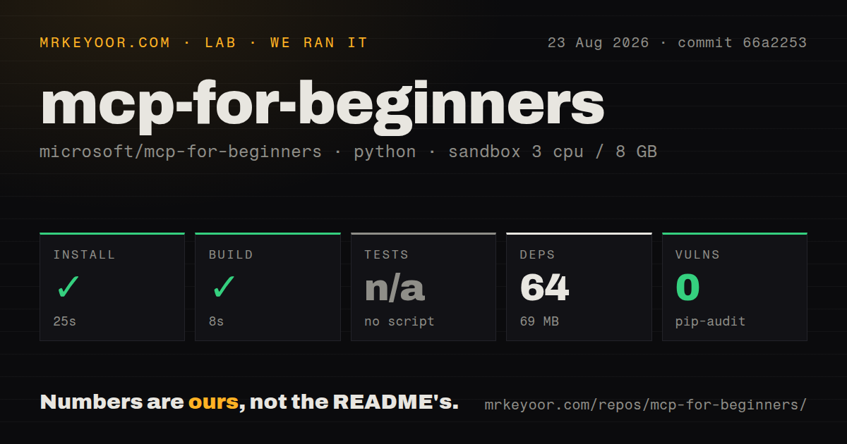 Lab card: what happened when we ran mcp-for-beginners
