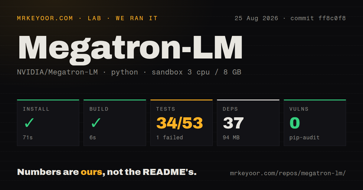 Lab card: what happened when we ran Megatron-LM