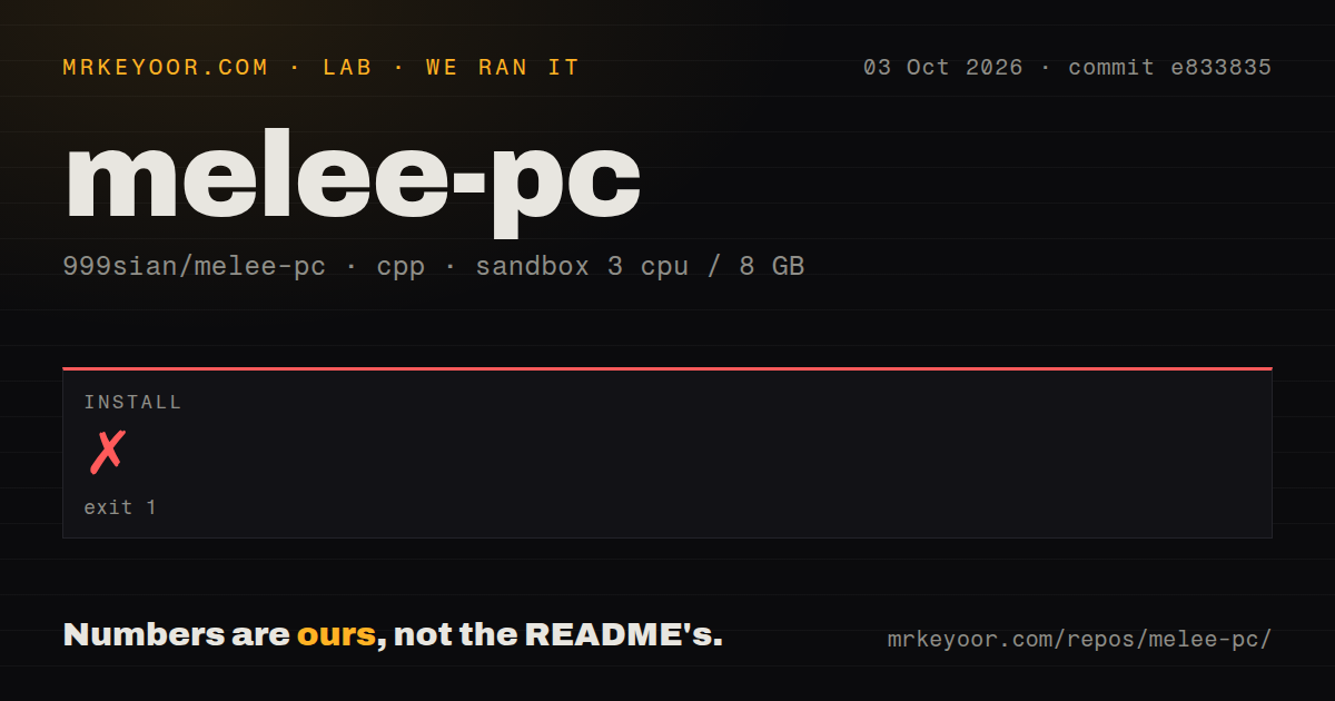 Lab card: what happened when we ran melee-pc