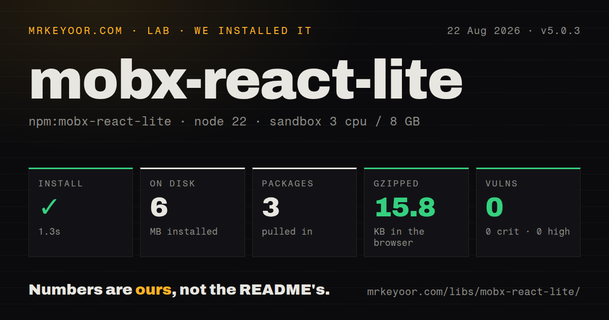 Lab card: what happened when we installed mobx-react-lite