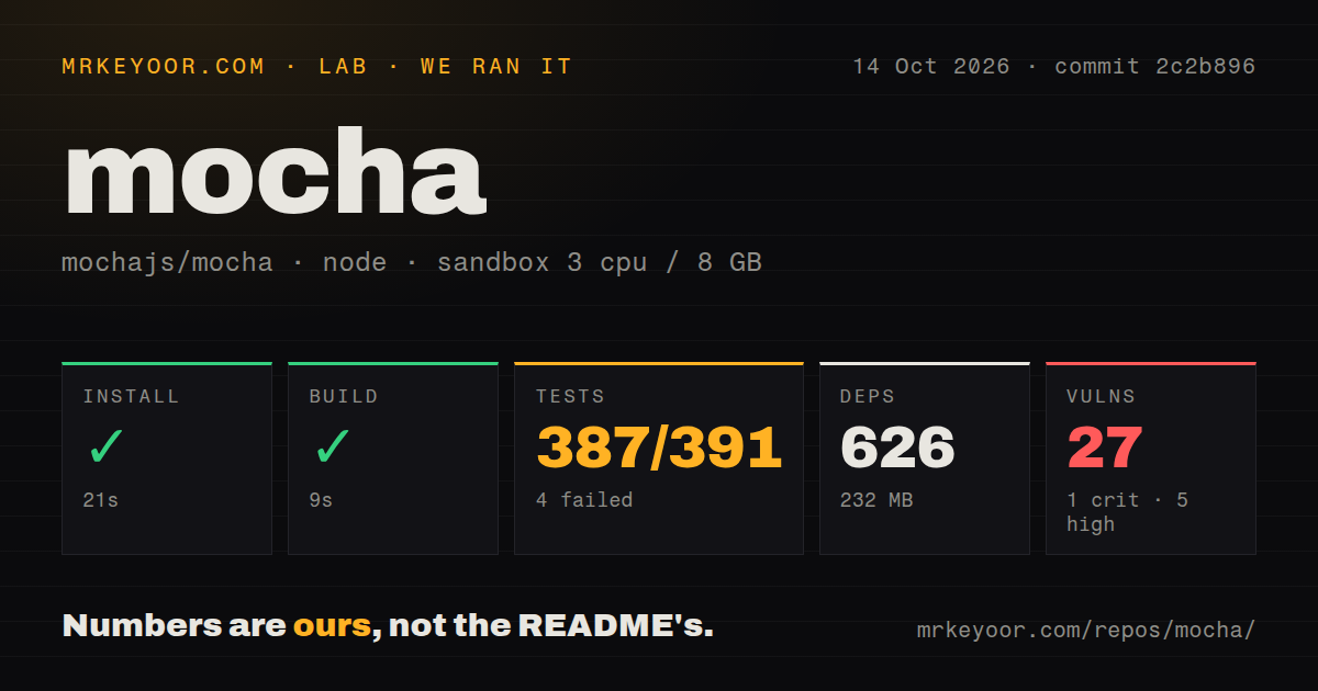 Lab card: what happened when we ran mocha