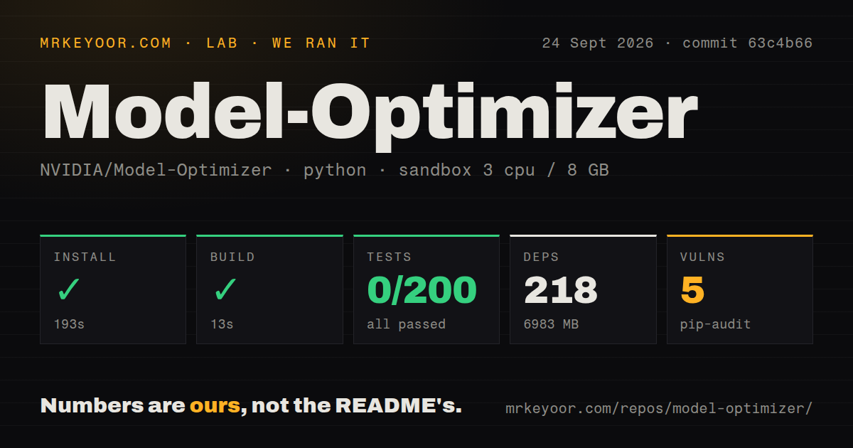 Lab card: what happened when we ran Model-Optimizer