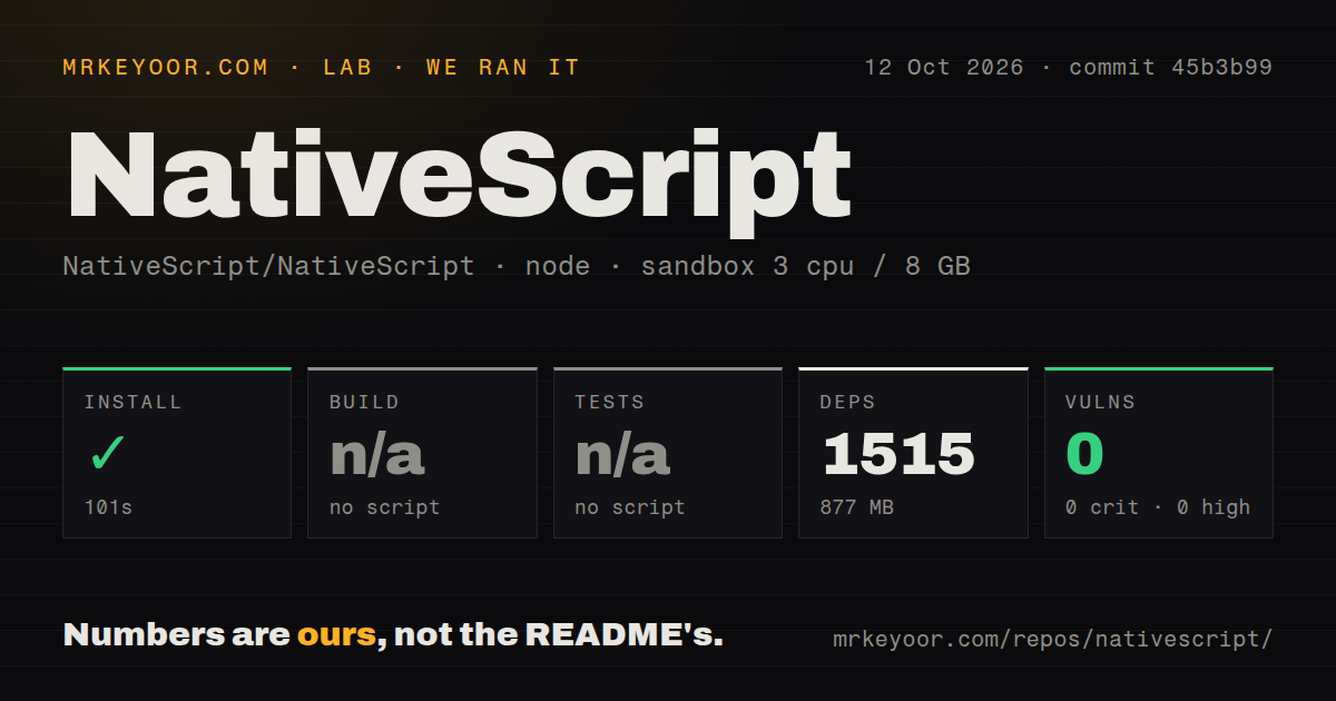 Lab card: what happened when we ran NativeScript