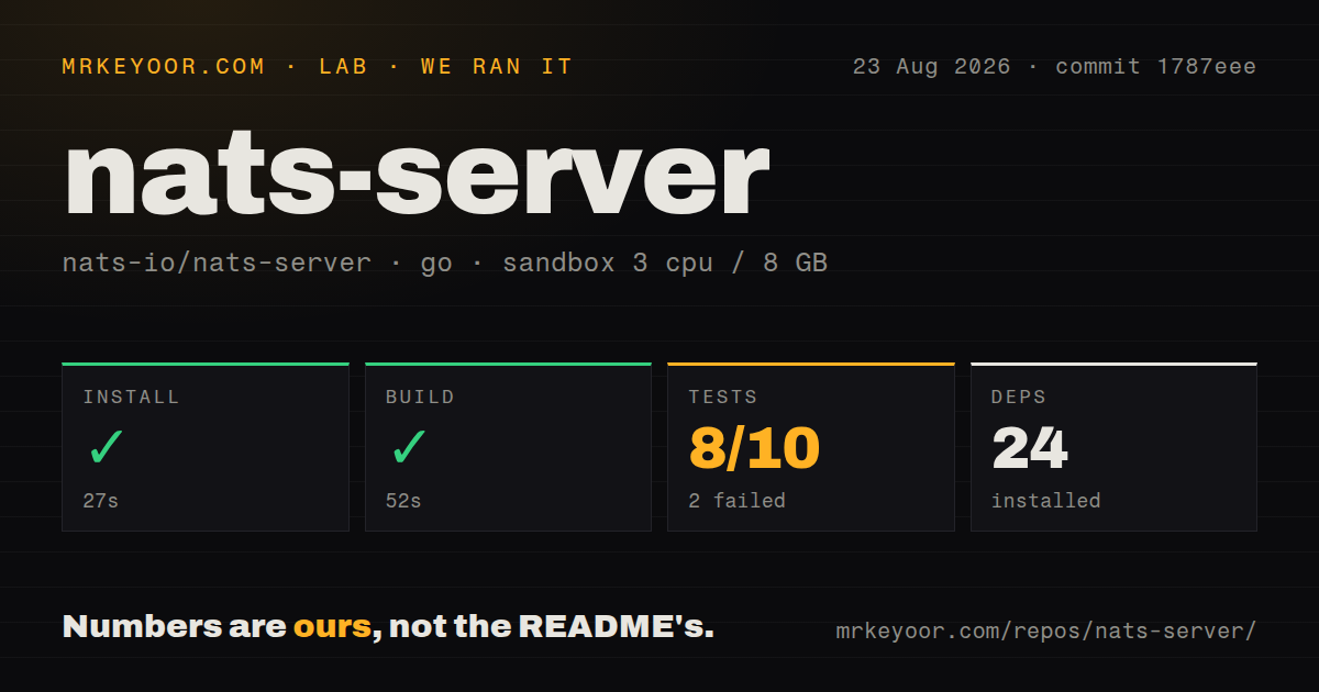 Lab card: what happened when we ran nats-server
