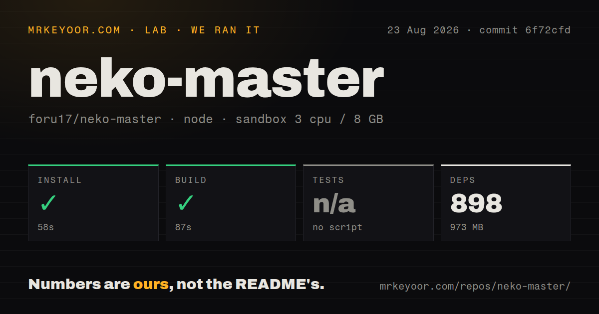Lab card: what happened when we ran neko-master