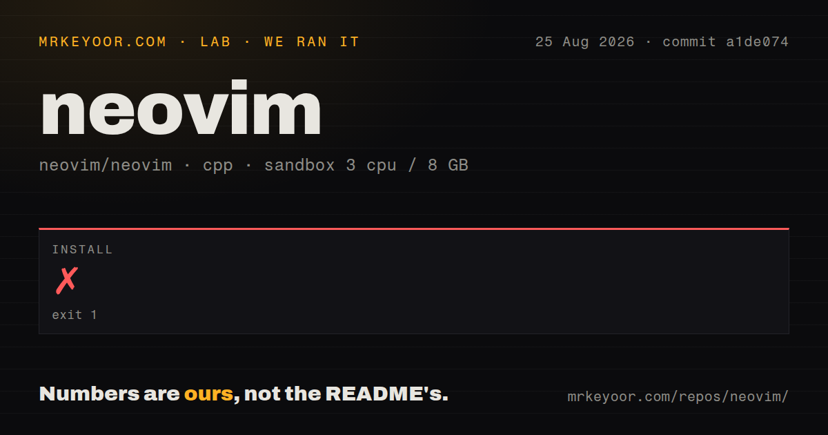 Lab card: what happened when we ran neovim