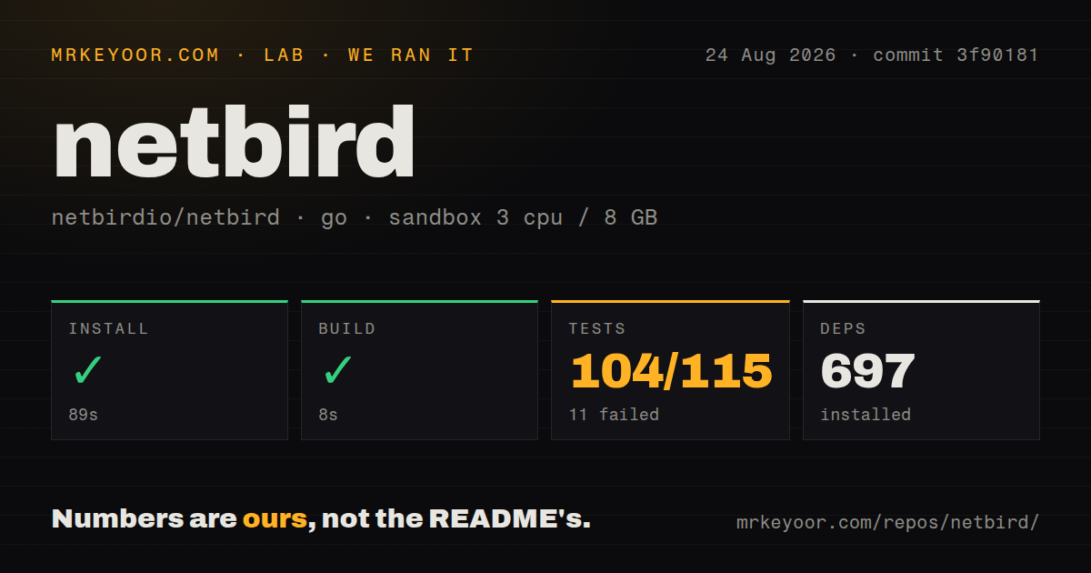 Lab card: what happened when we ran netbird